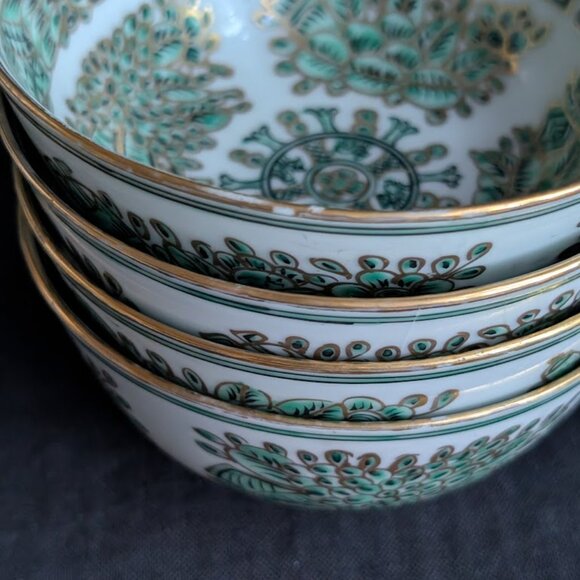 1 Green & Gold Fitzhugh Porcelain Bowl Dish Chinoiserie Preppy Grand Millennial - Picture 14 of 16